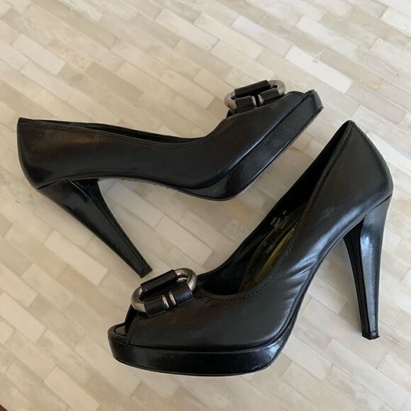 Calvin Klein | Roary G. Nappa Peep Toe Pumps - Picture 2 of 8